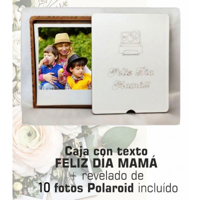10 Fotos Polaroid + caja con texto Feliz Día Mamá