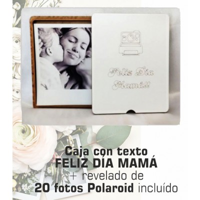 20 Fotos Polaroid + caja con texto Feliz Día Mamá